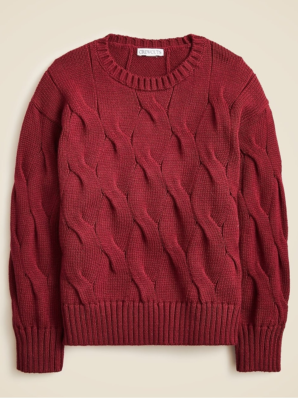 CrewCuts Kids' cable knit crewneck sweater in cotton